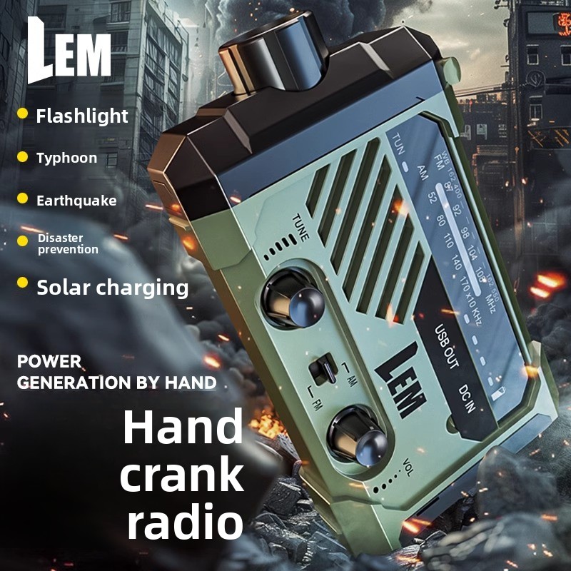 Solar Emergency Charger - Radio de survie - Manivelle d'urgence
