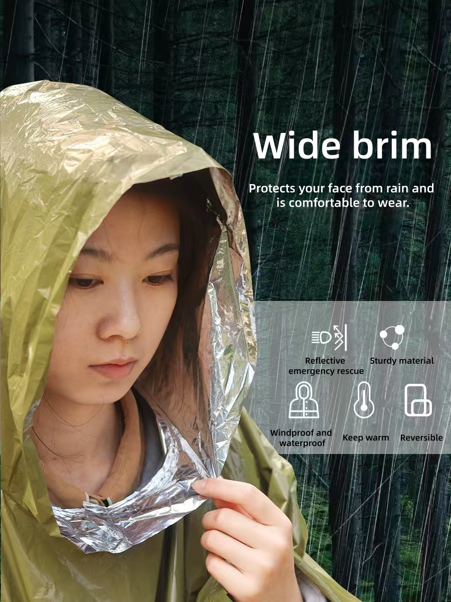Survival Blanket Reflective - Imperméable d'urgence Portable d'extérieur, épais, réfléchissant,