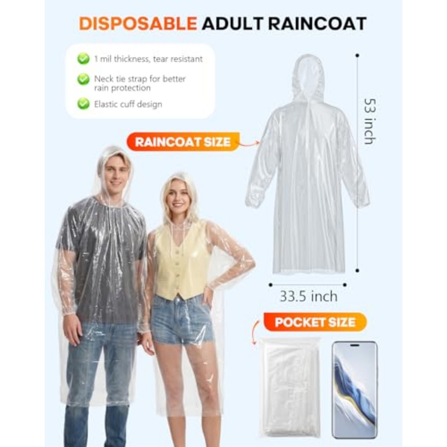 Ponchos de pluie jetables, pac - Emergency Poncho Rain avis et prix
